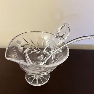 Lead Crystal Dressing Server with Ladle